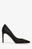 Valentino Black Quilted Leather Studded Heels Size 37.5