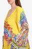 Camilla Yellow/Multicolour Linen Bell Sleeve Tunic Size M