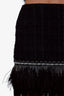 Balmain Black Tweed Feather Chain Sequin Fringe Mini Skirt Size 38