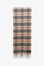 Burberry Beige Cashmere Nova Check Fringe Scarf