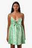 Alice and Olivia Green/Gold Jacquard Bow Mini Dress Size 4