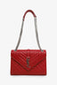 Saint Laurent Red Grained Leather Small Envelope Bag