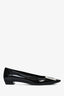 Roger Vivier Black Patent Leather Buckle Square Toe Flats Size 37.5