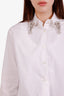 Prada White Crystal-Embellished Poplin Shirt Size 36