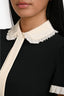 Red Valentino Black/White Short Sleeve Ruffle Collared Blouse Size 36