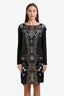 Just Cavalli Black Printed Silk Midi Dress Size 44