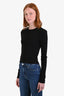 Agolde Black Cotton Ribbed Long Sleeve Top Size M