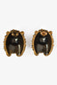 Gucci Antique Gold Tone Strass Crystal Detail Lion Head Earrings