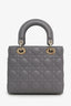 Christian Dior 2023 Grey Cannage Lambskin Small Lady Dior With Strap