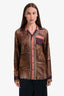 Pierre-Louis Mascia Brown/Pink Silk Graphic Print Long Sleeve Button Down Shirt Size S