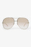 Chloe Silver Tone Frame Tinted Aviator Sunglasses