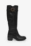 Salvatore Ferragamo Black Leather 'Robespierre' Knee High Riding Boots Size 35