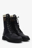 Fendi Black Leather Zucca Stretch Knit Combat Boots Size 37