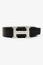 Hermès Black/Grey Leather H Belt Size 100 SHW