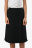 Pre-loved Chanel™ Black Wool Tweed 'Lions Head' Button Mini Skirt Size 36
