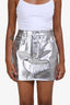 Frame Silver Metallic Denim Mini Skirt Size 28