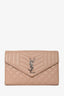 Saint Laurent Pink Beige Leather Cassandra Wallet On Chain