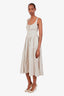 Reformation Beige Linen Check Sleeveless Midi Dress Size 2