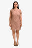 Burberry Peach Cotton Lace Short Sleeve Midi Dress Size 10 US