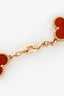 Van Cleef & Arpels 18K Gold Carnelian 5-Motif Alhambra Bracelet