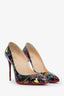 Christian Louboutin Black/Multicolour Patent Leather Loubitag Pigalle Follies 100 Pumps Size 39.5
