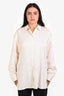 Loulou Studio Cream/Navy Pinstripe Linen Blend Shirt Size M