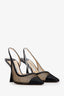 Jimmy Choo Black Patent Leather Mesh Slingback Heels Size 35
