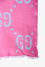 Gucci Pink/Baby Blue Monogram GG Wool Silk Scarf
