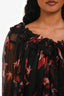 Alexander McQueen Black/Red Sheer Silk Long Sleeve Blouse Size 42