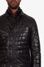 Cerruti 1881 Black Leather Quilted Jacket Size 50 Men's