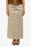 Tibi Cream/Yellow Sunflower Midi Skirt Size 8