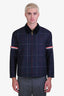 Thom Browne Navy Wool Check Velvet Collar Jacket Size 1 Mens
