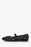 Valentino Black Mesh Leather Trim Logo Ballet Flats Size 38