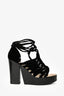 Pre-Loved Chanel™ Black Velvet Wooden Wedge Heels Size 37