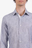 Pal Zileri Blue Patterned Cotton Button-Up Shirt Size 41 Mens