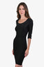 St. John Black Crystal Embellished Quarter Sleeve Bodycon Dress Size 0