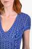 Herve Leger Blue/Pink Cap Sleeve Mini Bandage Dress Size XS