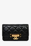 Pre-loved Chanel™ 2014 Black Lambskin Leather 'Golden Class' CC Wallet On Chain