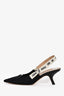 Christian Dior Black Canvas J'Adior Slingback Heels Size 39