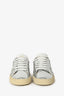 Saint Laurent Metallic Silver Leather Classic Paris Court Sneakers Size 35.5