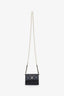 Pre-loved Chanel™ 2021 Black Quilted Lambskin Mini CC Pearl Card Holder with Chain