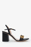 Gucci Black Leather GG Open Toe Heels Size 37.5