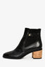 Pre-Loved Chanel™ 2019 Black Calfskin Leather Cork CC Logo Ankle Boots Size 40.5