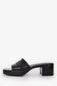 Gucci Black Rubber Logo Block Heels Mule Size 37