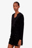 Self-Portrait Black Crystal Embellished Long Sleeve Mini Dress Size 6