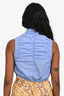 Sandro Blue Ruffle Details Collared Short Sleeve Top Size 0