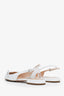 Prada White Patent Leather Bow Accent Slingback Flat Size 38.5