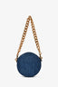 Versace Blue/Gold Denim Medusa Chain Detail Shoulder Bag