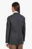 R13 Grey Wool Grey Pinstripe Shrunken Raw Hem Blazer Size S