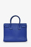 Saint Laurent Blue Grained Leather Baby 'Sac de Jour' Top Handle Bag With Strap
